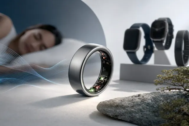 Smart ring wearable representing the Oura Ring health tracker