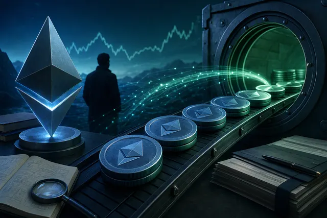 Illustration representing a large Ethereum transfer to a cryptocurrency exchange
