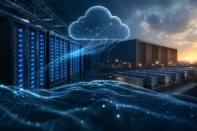 AI-generated editorial illustration for Anthropic’s reported data-center expansion and IREN cloud agreement