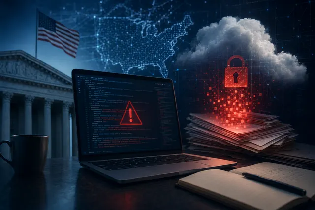 Illustration representing a cybersecurity incident where government credentials were exposed in a public GitHub repository