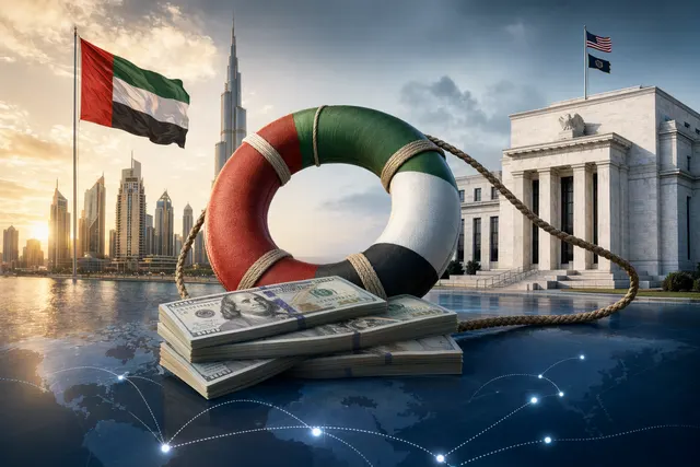 Symbolische Darstellung einer US-Dollar-Swap-Linie zwischen den USA und den Vereinigten Arabischen Emiraten