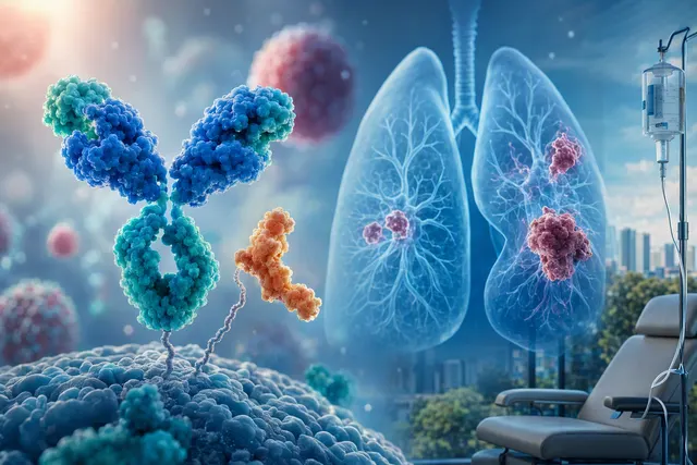 Illustrative image for a report on pumitamig plus docetaxel in a Phase 2 lung cancer trial