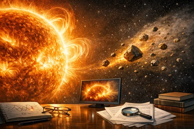 An AI-generated conceptual illustration of the Sun's corona, showing its tenuous outer atmosphere glowing intensely hotter than the solar surface below.