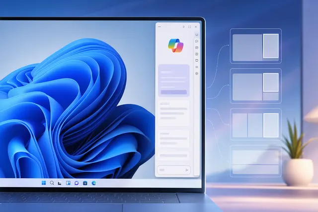 Concept illustration of the Windows 11 Copilot sidebar docked to the side of the desktop