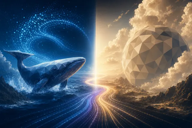 AI-generated editorial illustration of DeepSeek V4 and OpenAI model competition
