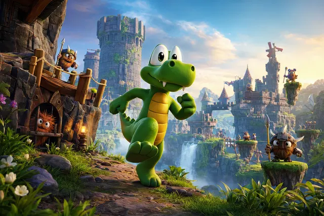 AI-generated illustration for the Croc 2: Kingdom of the Gobbos remaster announcement