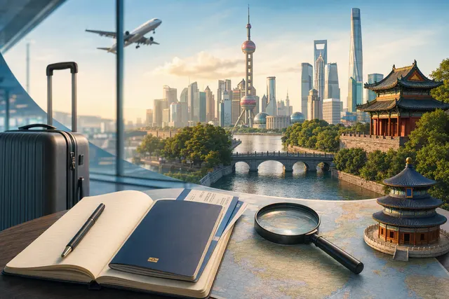 Illustration representing visa-free transit through China