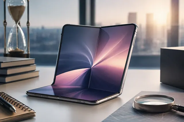 Illustrative image of Apple’s foldable iPhone Duo shown open and folded
