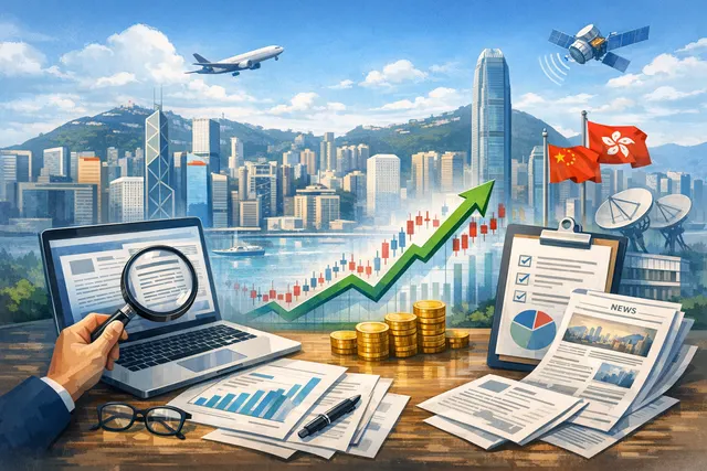 Tencent headquarters building with stock chart overlay showing a 4.82% gain, representing the AI-driven re-rating of the stock in Hong Kong trading