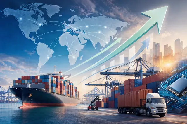 Editorial illustration for the WTO’s revised global trade outlook