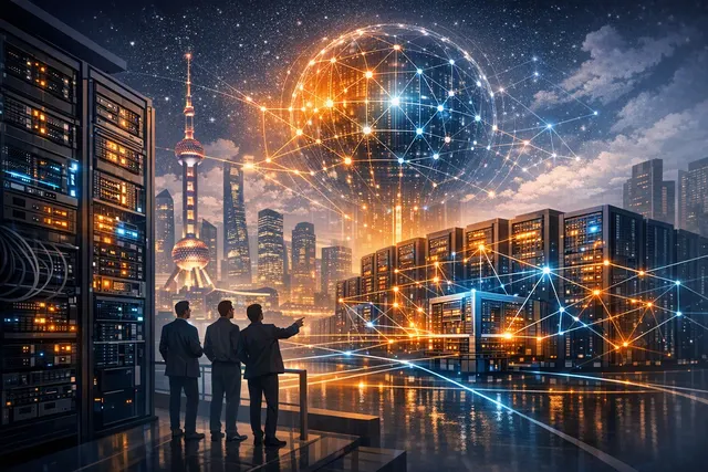 WAIC 2026上海展会主题视觉,展示中国AI超节点与大规模算力基础设施