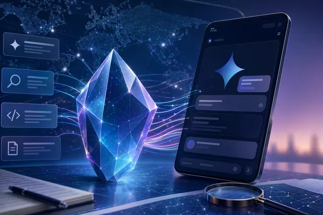 Concept illustration representing leaked Gemini 3.2 Flash AI models and the redesigned Gemini app ahead of Google I/O 2026