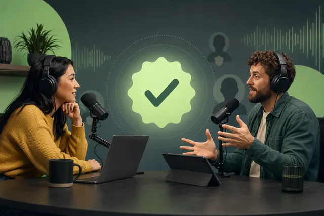 Illustration representing Spotify’s Verified by Spotify badge for podcasts