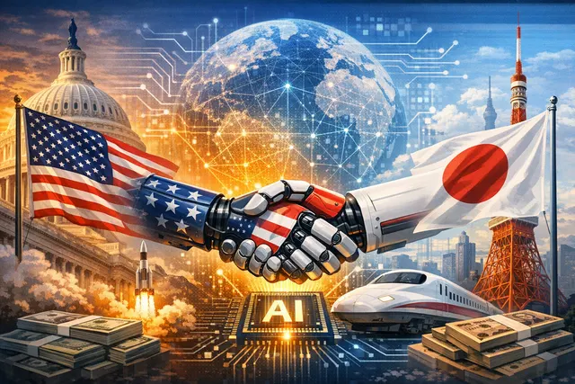 Conceptual illustration of the U.S. and Japan partnership on AI technology under the Genesis Mission