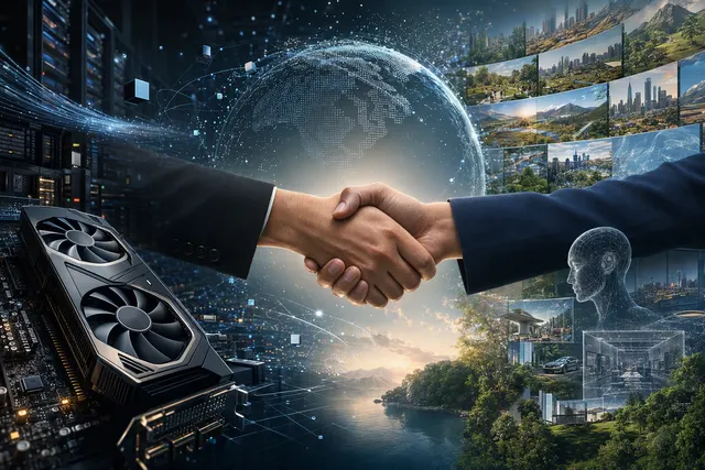 AI-generated editorial illustration for AMD’s proposed acquisition of World Labs and its spatial AI research