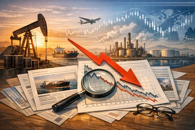 A graph showing Brent crude oil price collapse from wartime highs near $126 to pre-war levels around $73 per barrel in 2026, with a timeline overlay of the US-Iran conflict and Str
