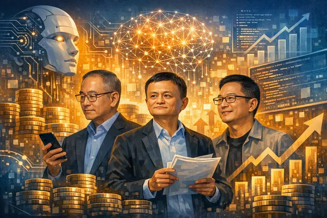 How did Alibaba founder Jack Ma, chairman Joe Tsai, and CEO Eddie Wu signal confidence in the company’s AI strategy through more than HK$800