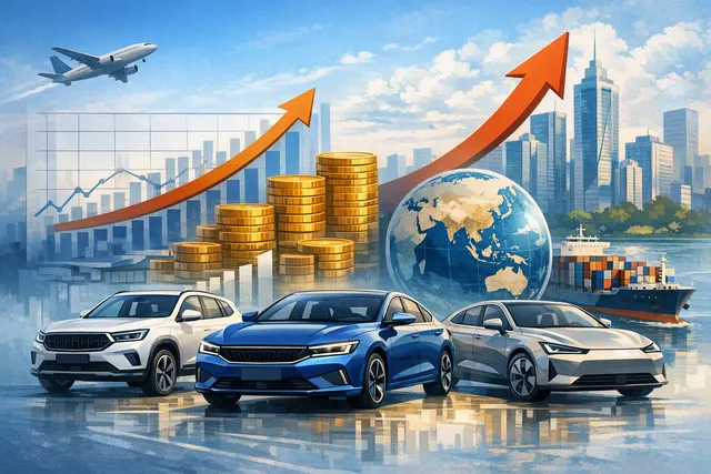 AI-generated illustration representing Geely’s international vehicle expansion and electric-car sales growth