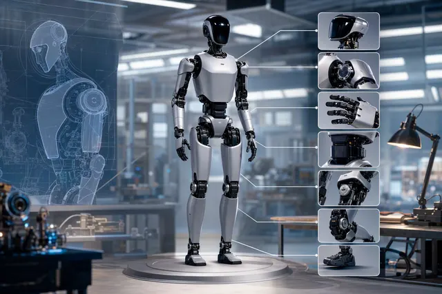 Editorial illustration of Unitree’s G1+ humanoid robot
