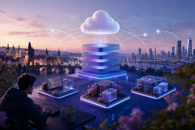 Conceptual illustration of AI-powered cloud infrastructure and unified development environments