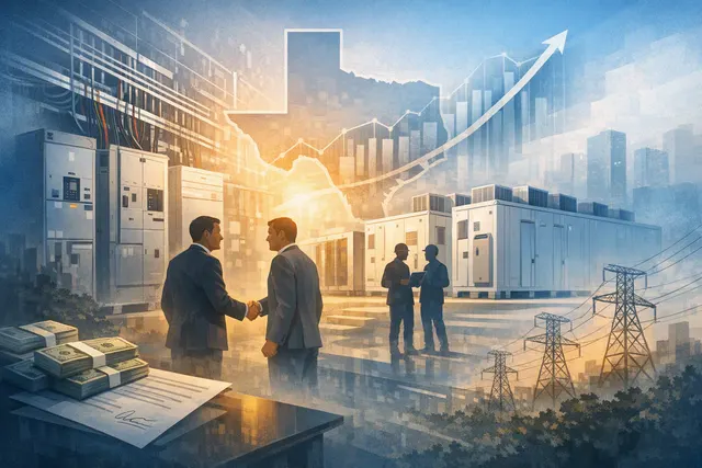 Conceptual illustration of electrical power-distribution equipment supporting an AI data center