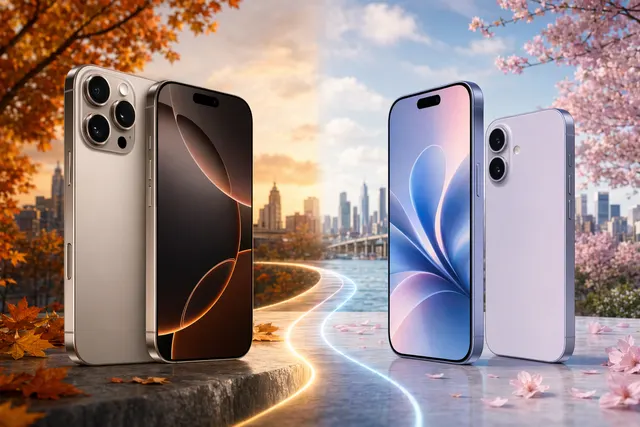 未来感 iPhone 与时间线元素，象征 iPhone 18 系列可能分批发布