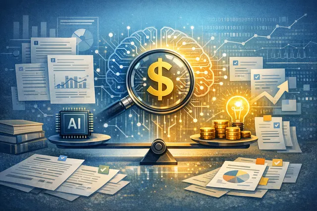Conceptual image representing the 'useful intelligence per dollar' AI ROI metric framework introduced by OpenAI CFO Sarah Friar