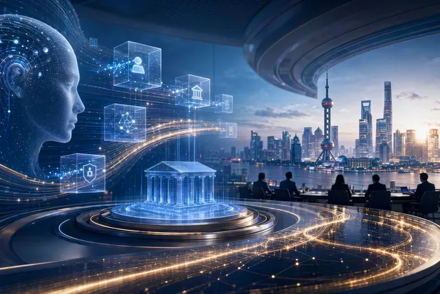 Concept illustration of AI-driven agentic banking systems announced at Huawei Intelligent Finance Summit 2026