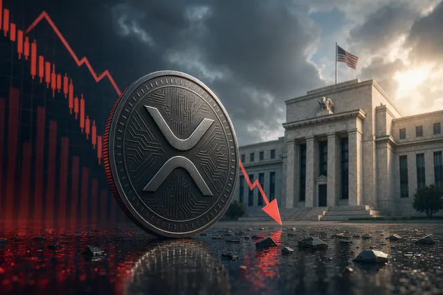 Illustration of XRP market volatility alongside inflation and Federal Reserve rate expectations