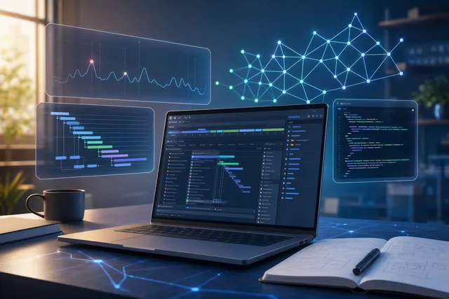 Illustration representing Microsoft Edge web development, browser performance tools and AI-agent interactions