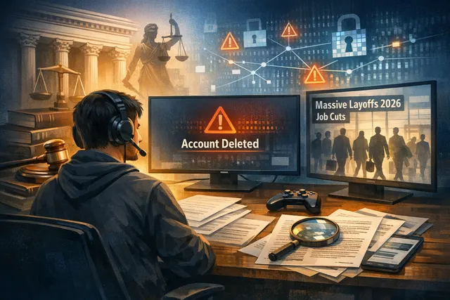 A gamer holding an Xbox controller in front of a screen showing a court ruling document, symbolizing the legal battle over hacked accounts