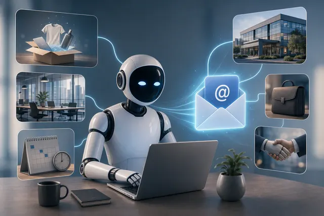 AI-generated illustration representing Grok Bot using a dedicated email inbox