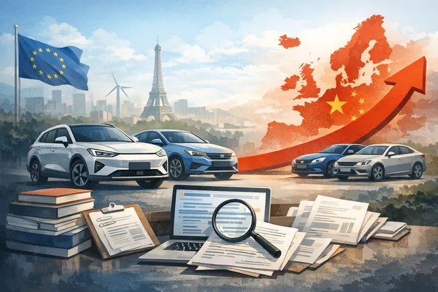 Chinese electric vehicles at a European port, representing the surge in Chinese auto exports to Europe in 2026