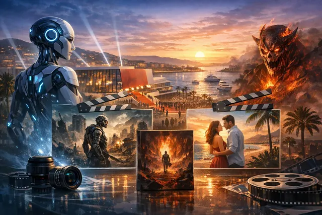 AI-generated visual representation of ByteDance's Seedance 2.0 AI filmmaking technology being showcased at the Cannes Film Festival.