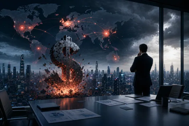 Concept illustration of enterprise systems experiencing outages and financial losses
