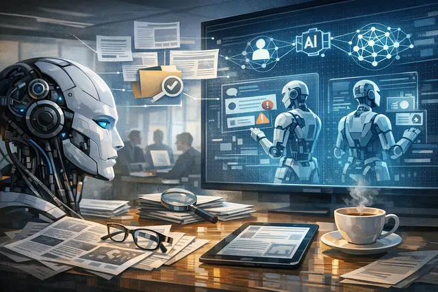 Meta AI content moderation concept with digital interface and human oversight icons