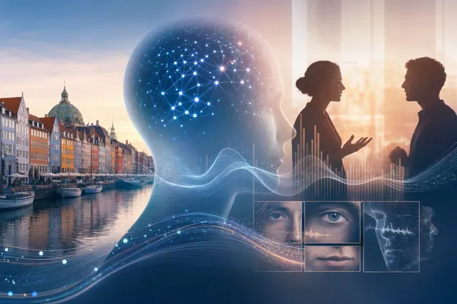 AI-generated editorial illustration for an article about Interhuman AI’s social-signal model