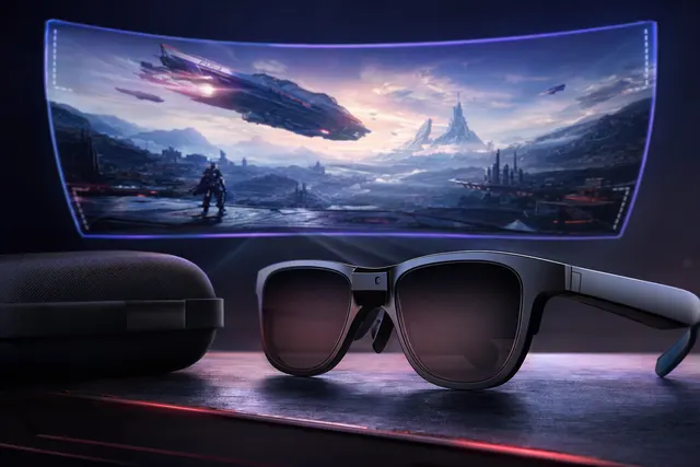 Asus ROG Xreal R1 gaming AR glasses projecting a large virtual display