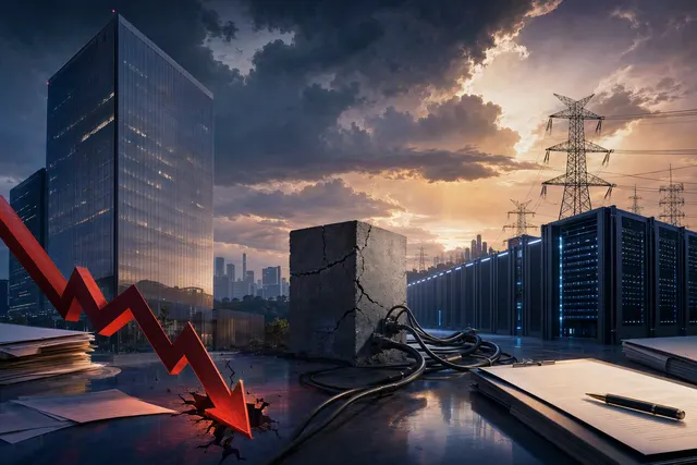 Illustration representing a data center campus and power infrastructure