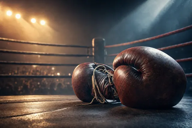 Illustration of boxing gloves hanging above a ring, evoking EA Sports’ Fight Night return announcement