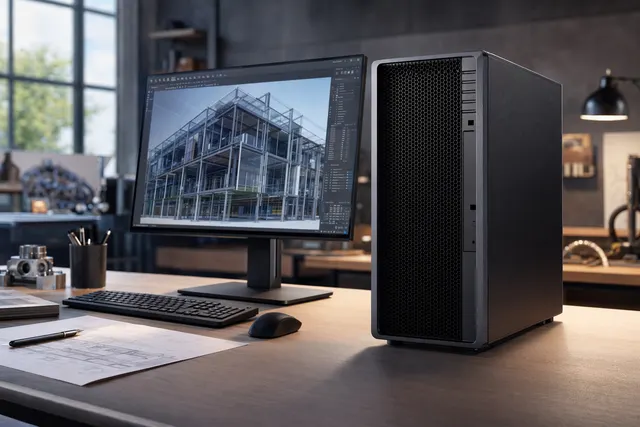 Lenovo ThinkStation P4 workstation tower with AMD Ryzen PRO processor and RTX PRO 6000 Blackwell GPU