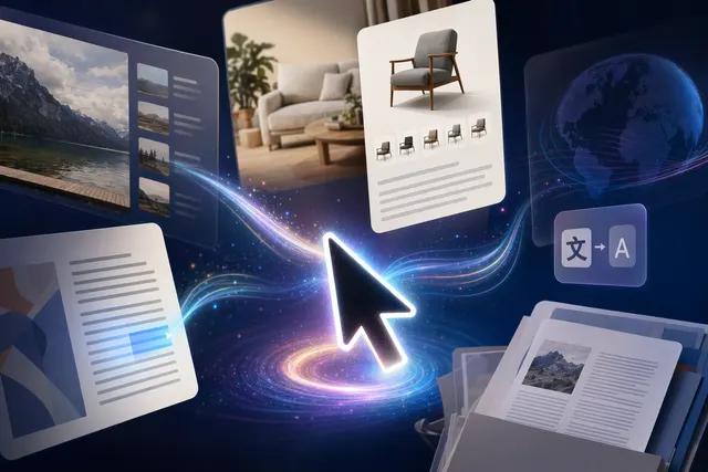 Concept illustration of Google Magic Pointer using Gemini AI to analyze content under the cursor
