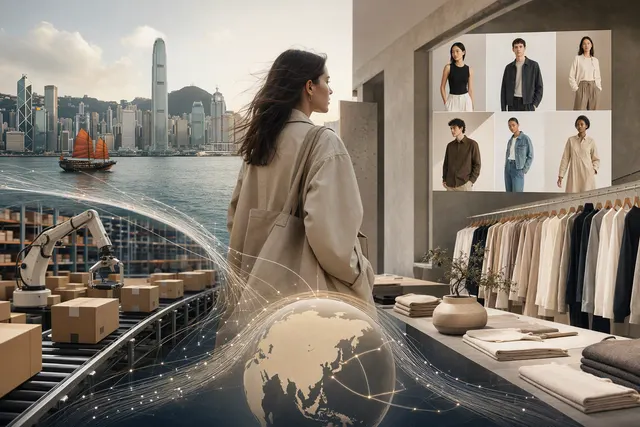 Editorial illustration representing Shein’s effort to build a multi-brand fashion platform through the Everlane acquisition