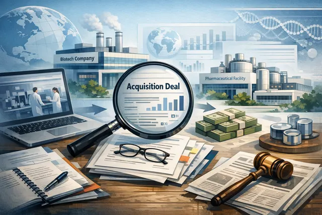 AI-generated conceptual image of a biotech and pharmaceutical deal, representing the Samsung Biologics acquisition of PolyPeptide Group.