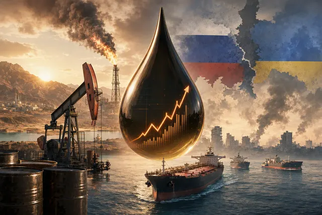Editorial illustration of oil markets and geopolitical supply risks