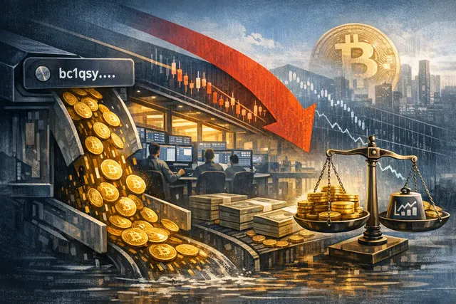 Illustration of a Bitcoin whale wallet sending a large BTC transfer toward a cryptocurrency exchange