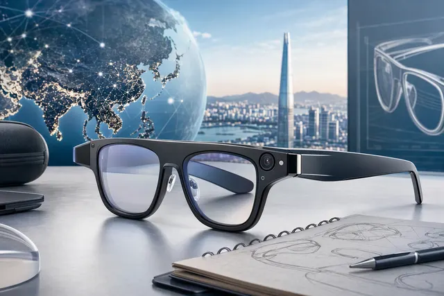 Illustrative AI-generated image of smart glasses representing Samsung Intelligent Eyewear.