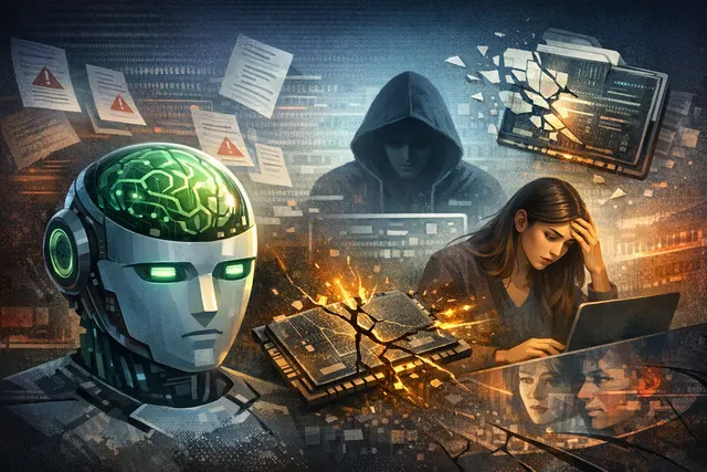 Abstract digital visualization of an AI memory network autonomously building a user profile from scattered conversation fragments.