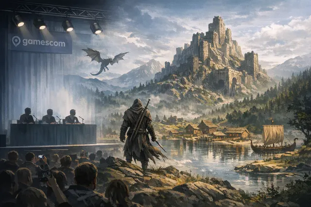 AI-generated fantasy illustration of Geralt of Rivia exploring a dark rural realm inspired by The Witcher 3: Songs of the Past
