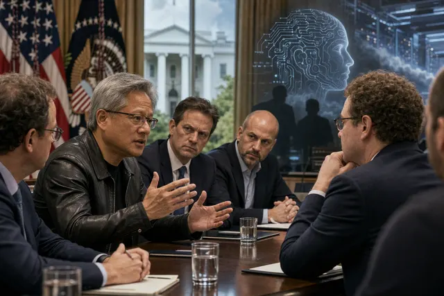 Search & fact check with cited sources & explain for Huang, other CEOs confronted Amodei over AI warnings at White House Top artificial inte